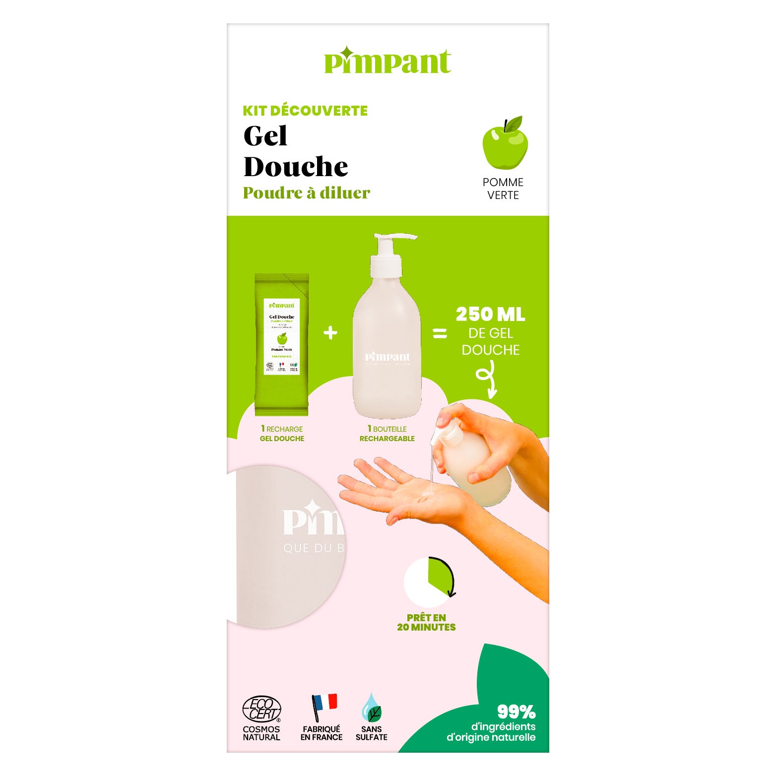 PIMPANT Kit découverte gel douche pomme verte, 25gr