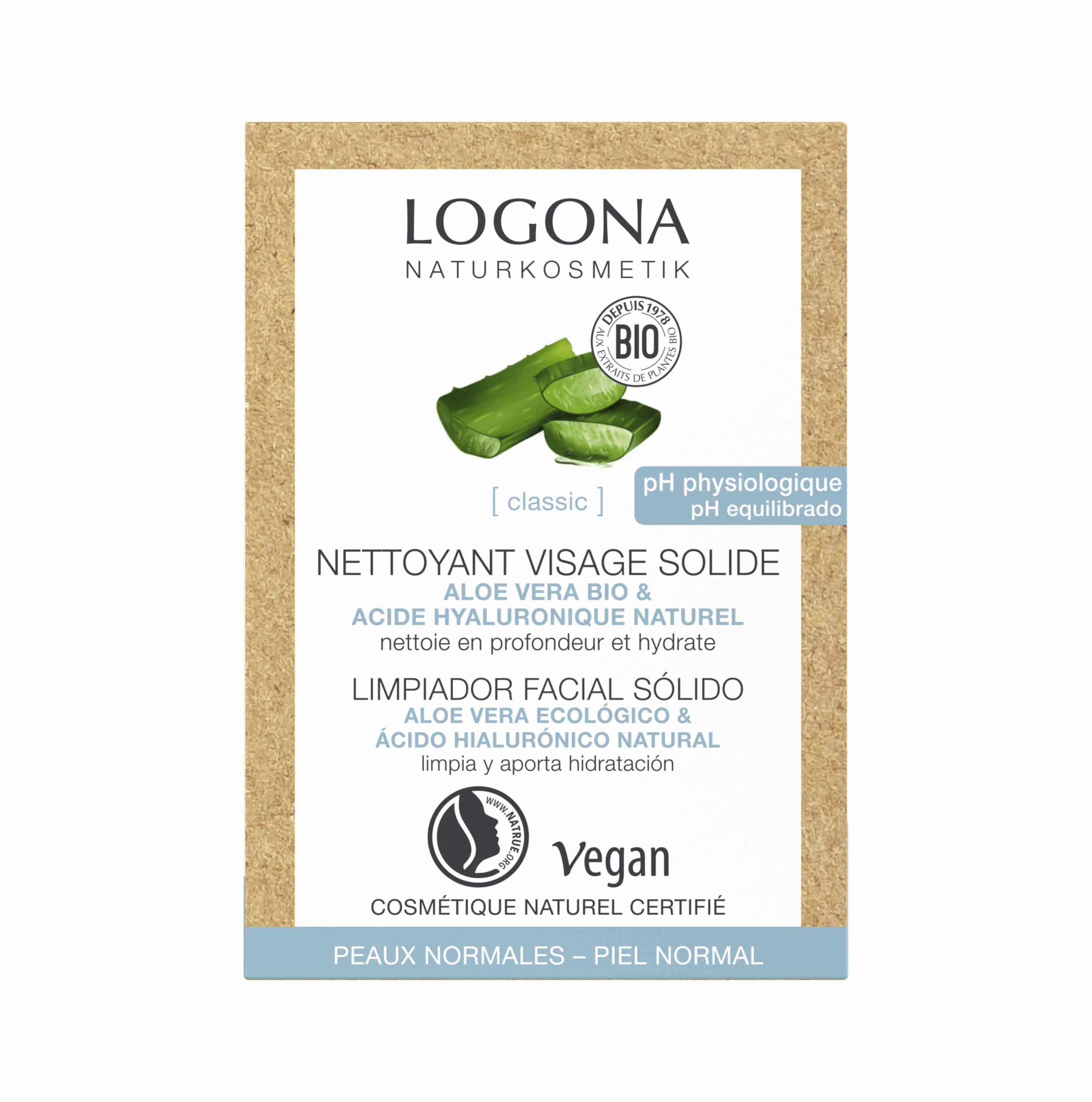 LOGONA Nettoyant visage solide aloe vera 60g | BLEUVERT