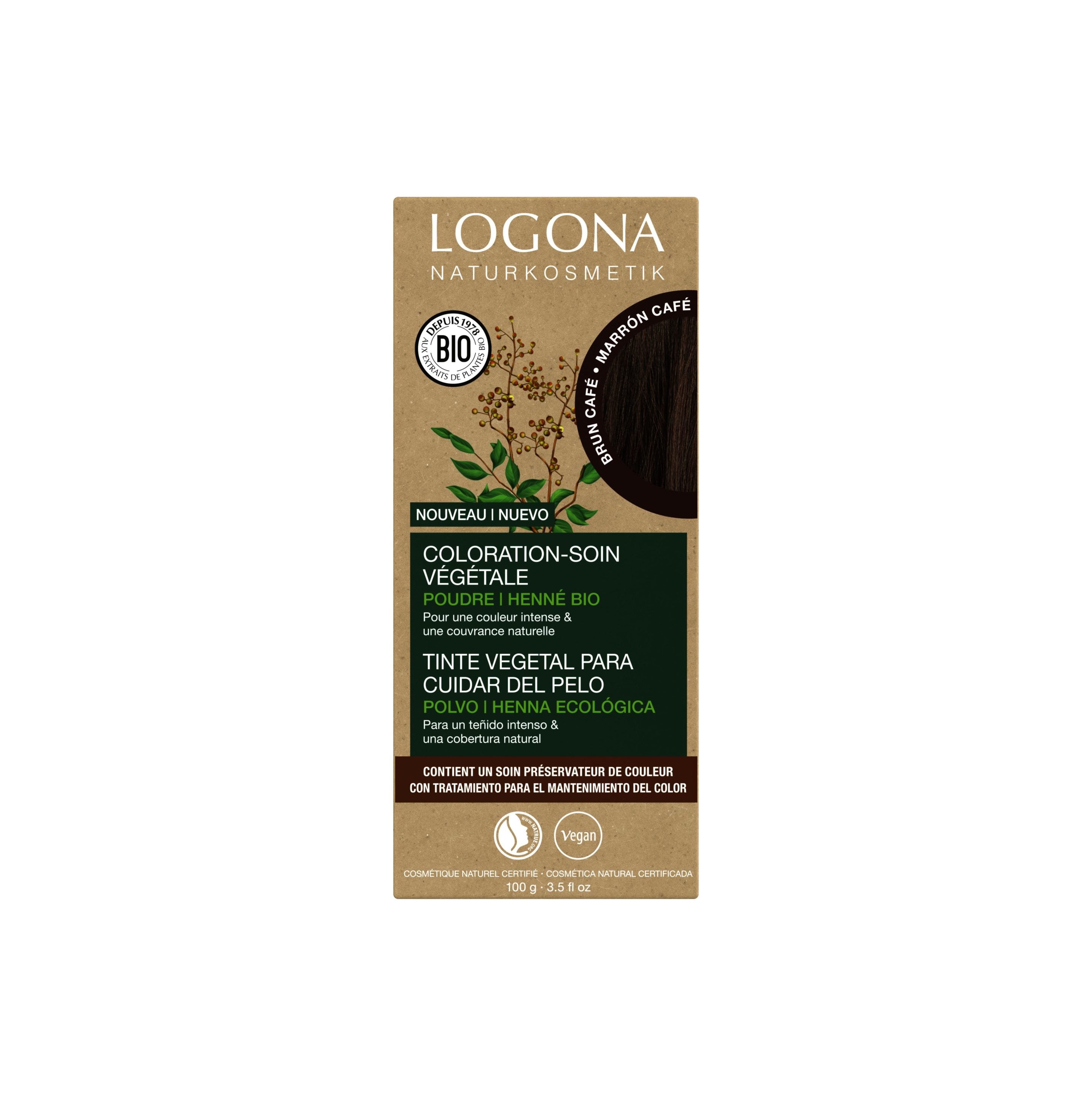 LOGONA Coloration-soin brun café 100g | BLEUVERT