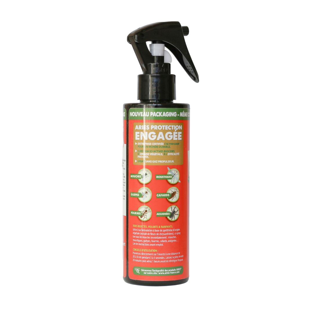 ARIES - Spray insecticide action foudroyante Tous insectes, 200 ml