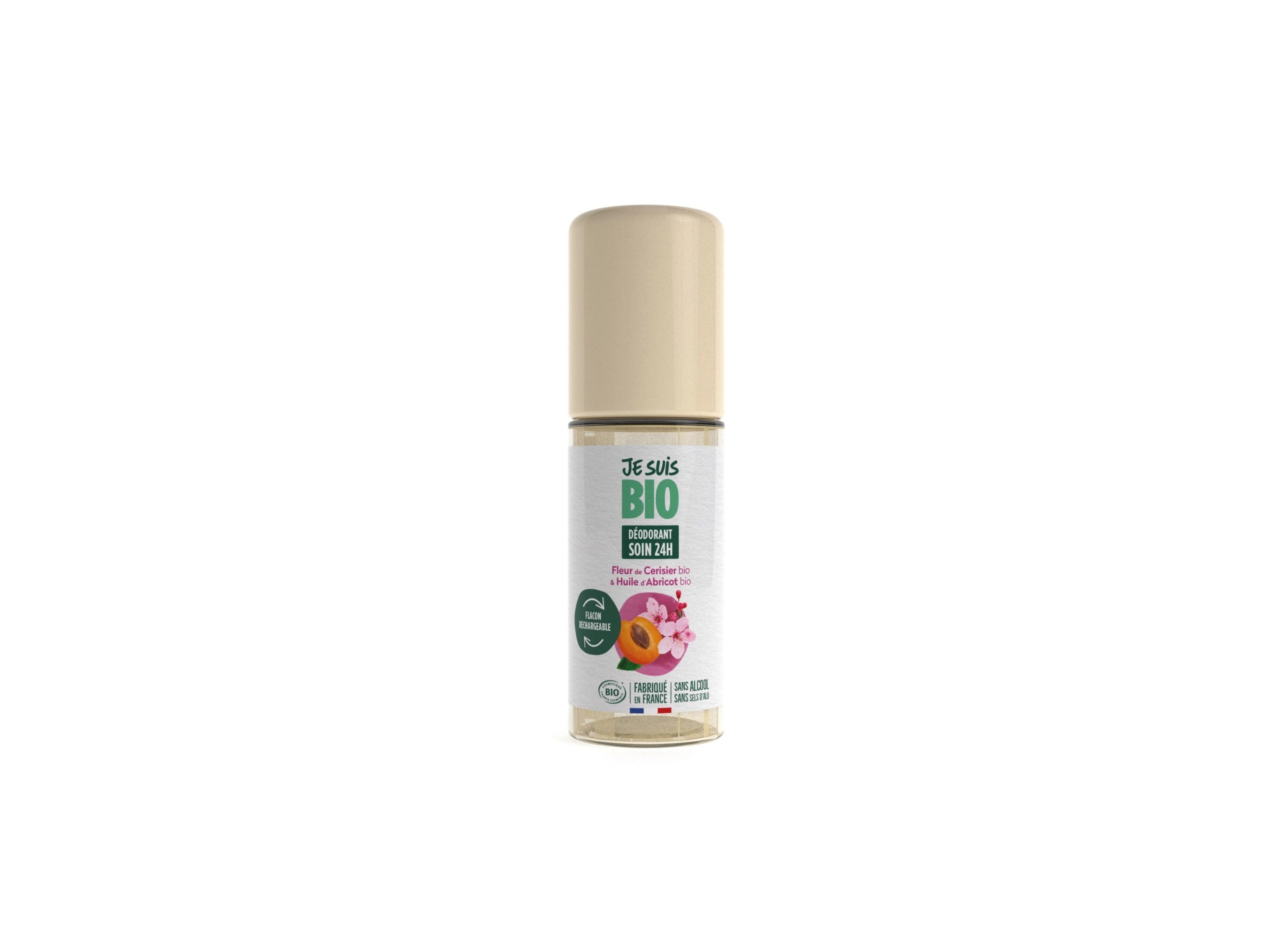 JE SUIS BIO Déodorant roll-on 24h fleur cerisier abricot 50ml | BLEUVERT