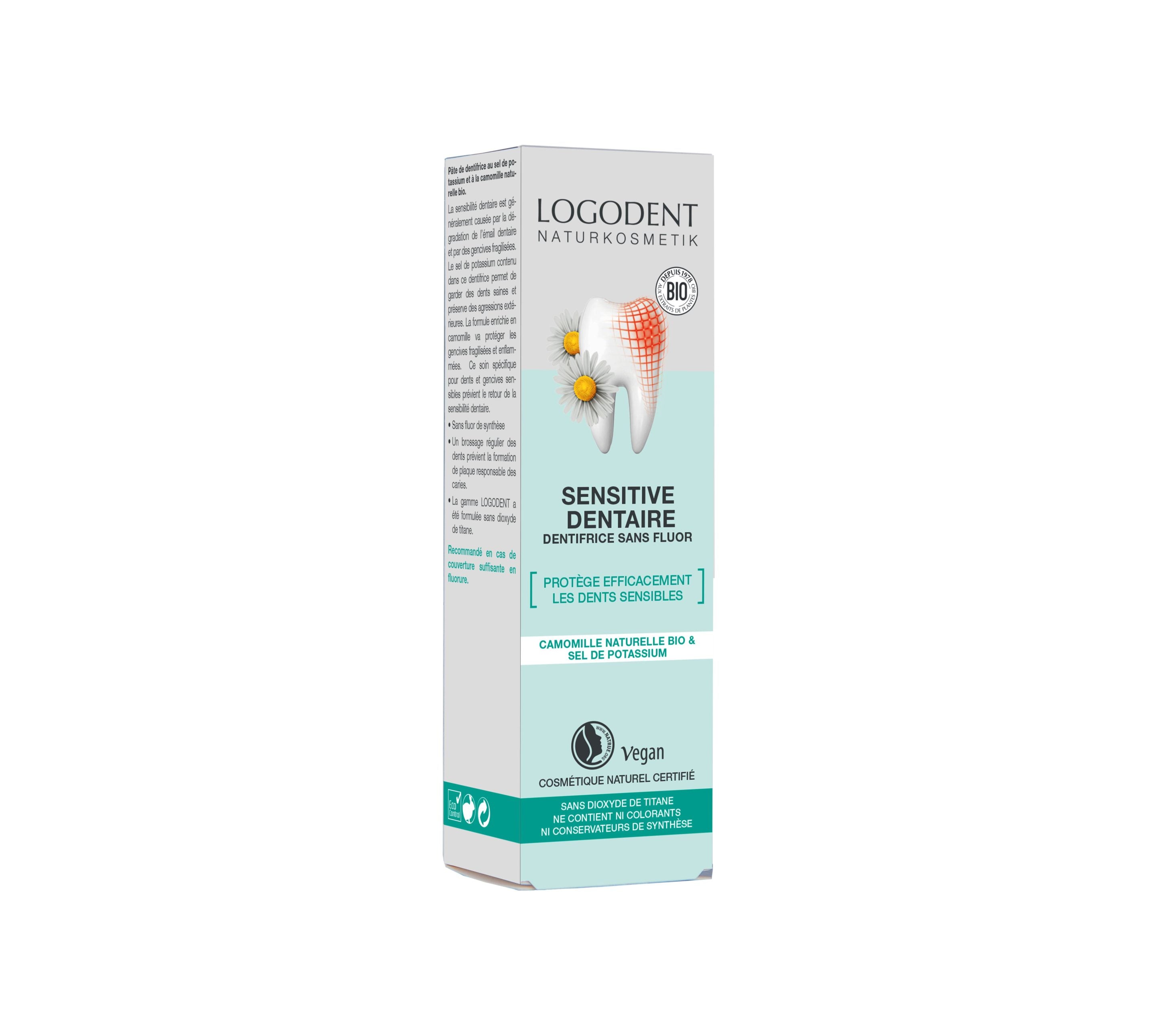 LOGONA Pâte dentifrice Sensibilité Dentaire sans fluor 75ml | BLEUVERT