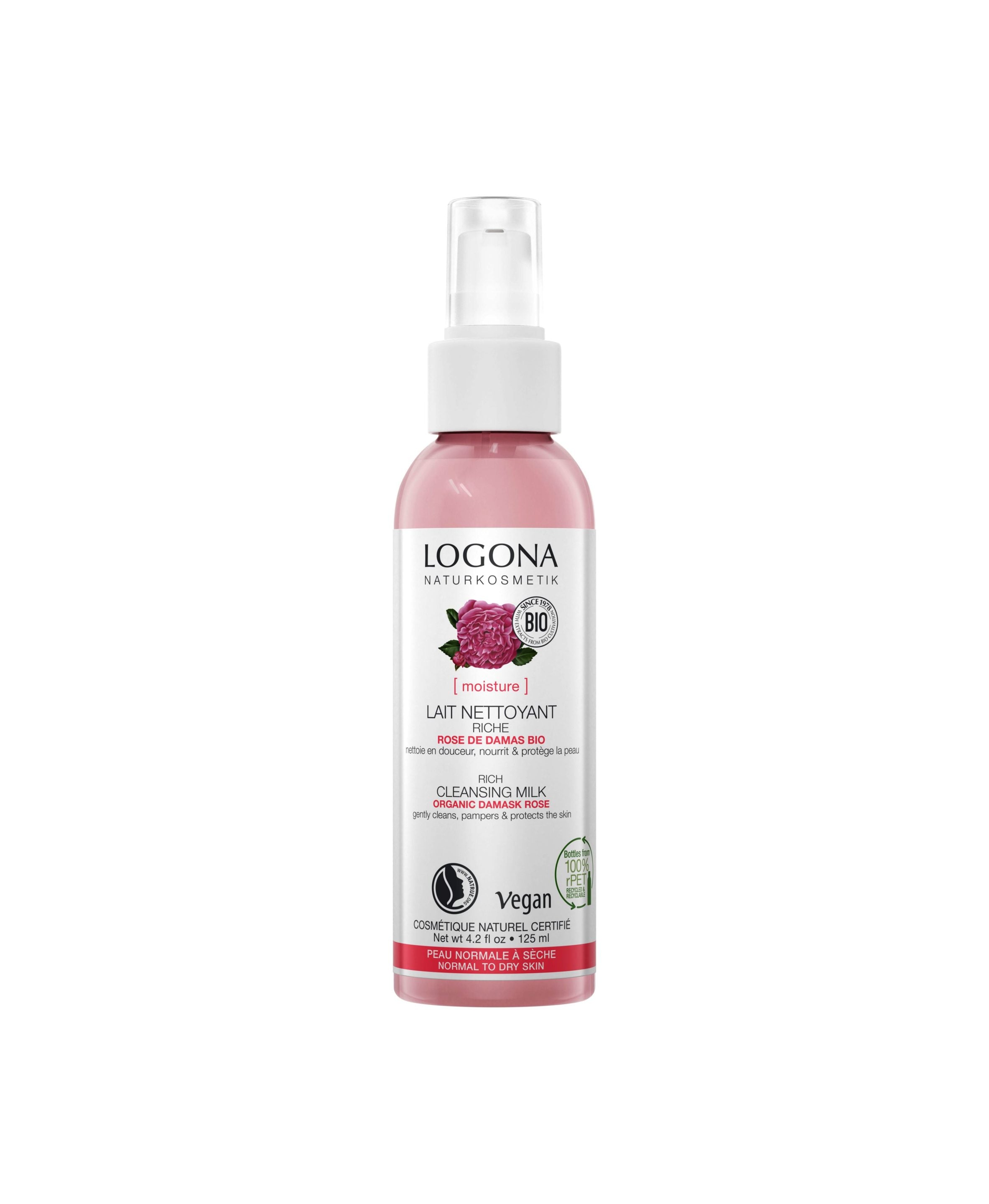 LOGONA Lait nettoyant rose 125ml | BLEUVERT