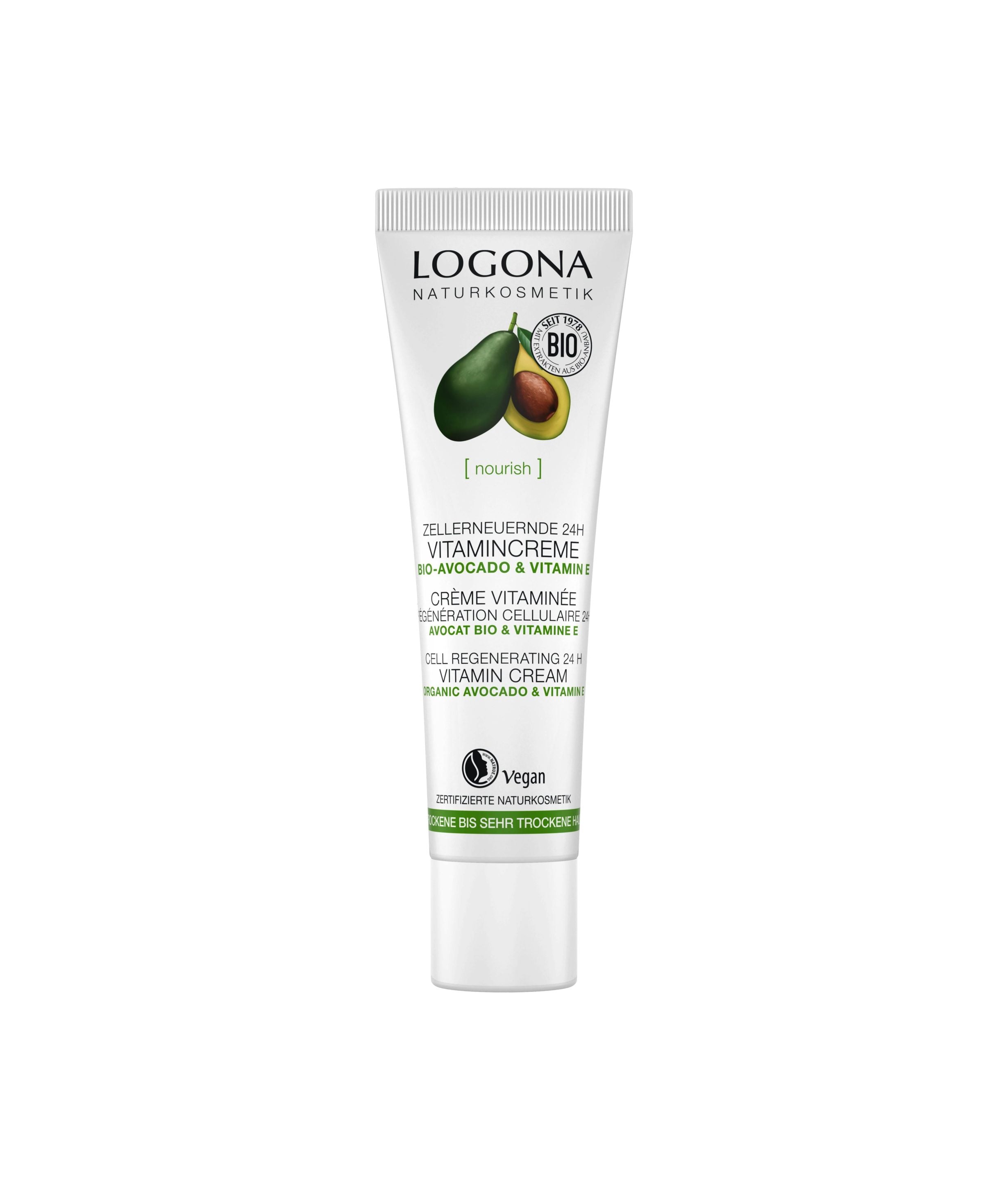 LOGONA Crème vitaminée régénération cellulaire avocat 30ml | BLEUVERT