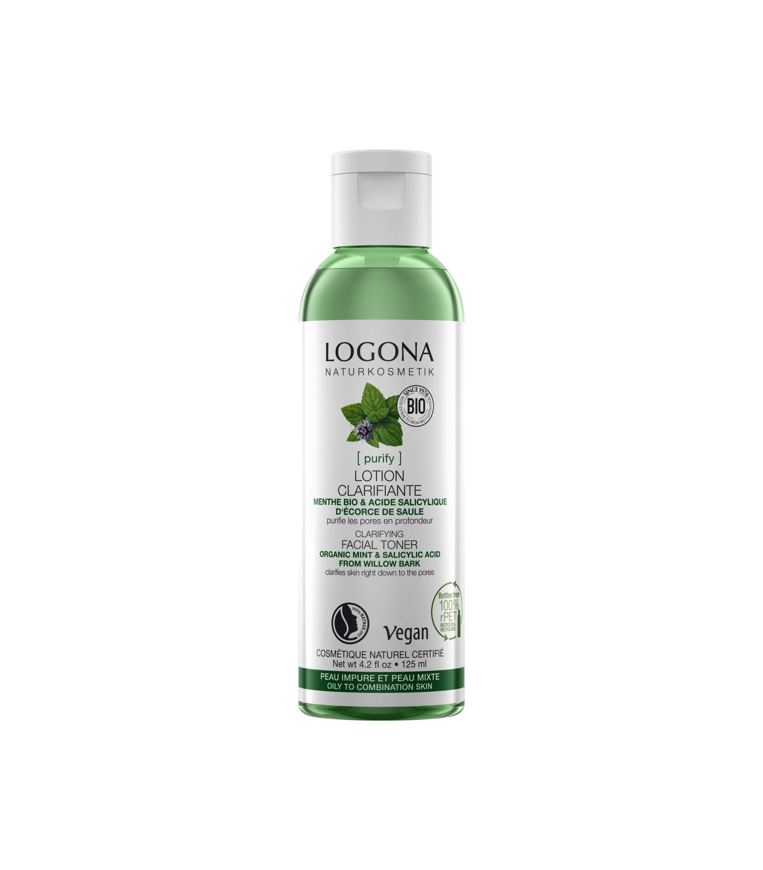 LOGONA Lotion clarifiante menthe acide salicylique 125ml | BLEUVERT