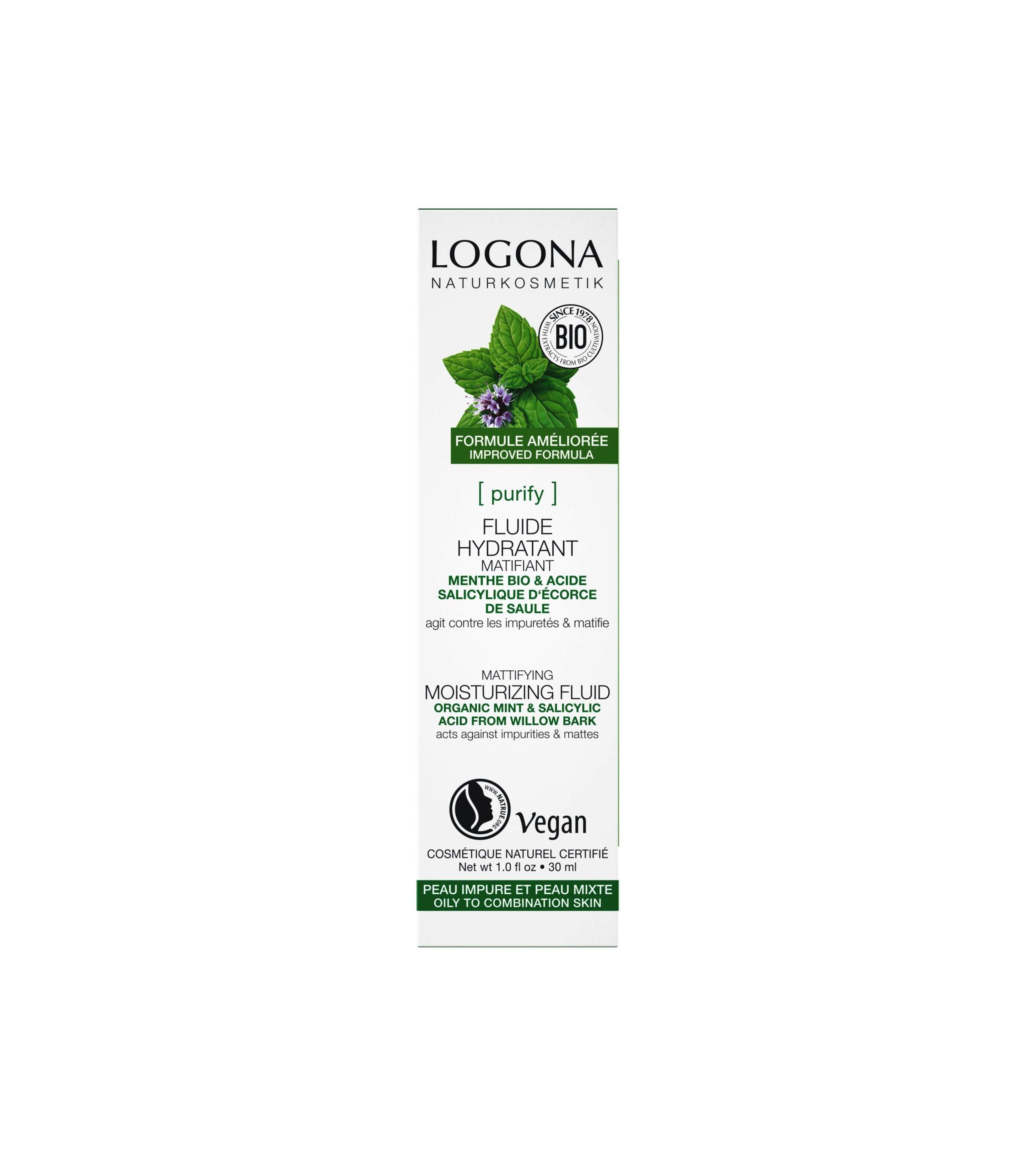 LOGONA Fluide matifiant menthe acide salicylique 30ml | BLEUVERT