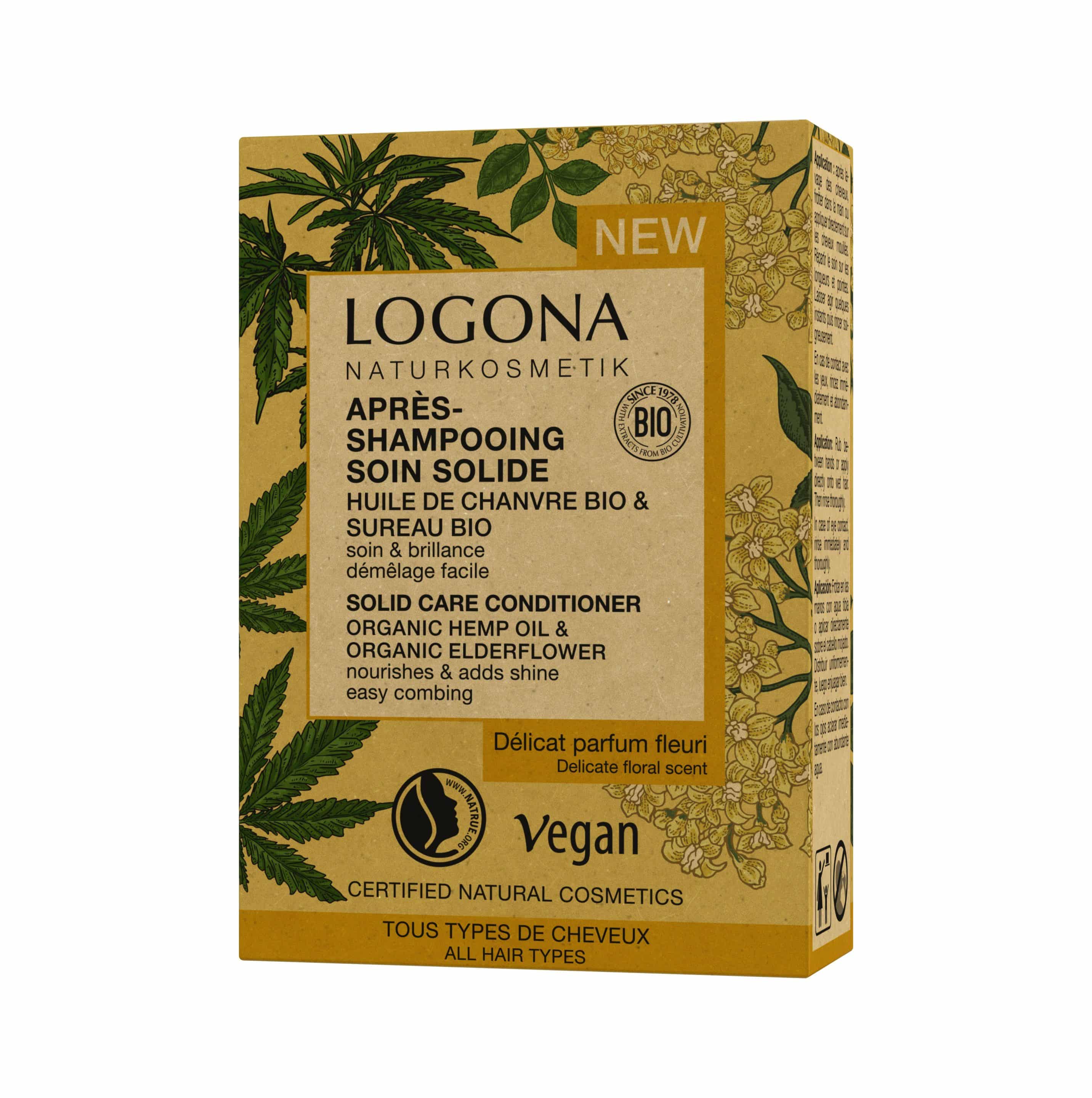 LOGONA Après-shampooing soin solide chanvre sureau 60g | BLEUVERT