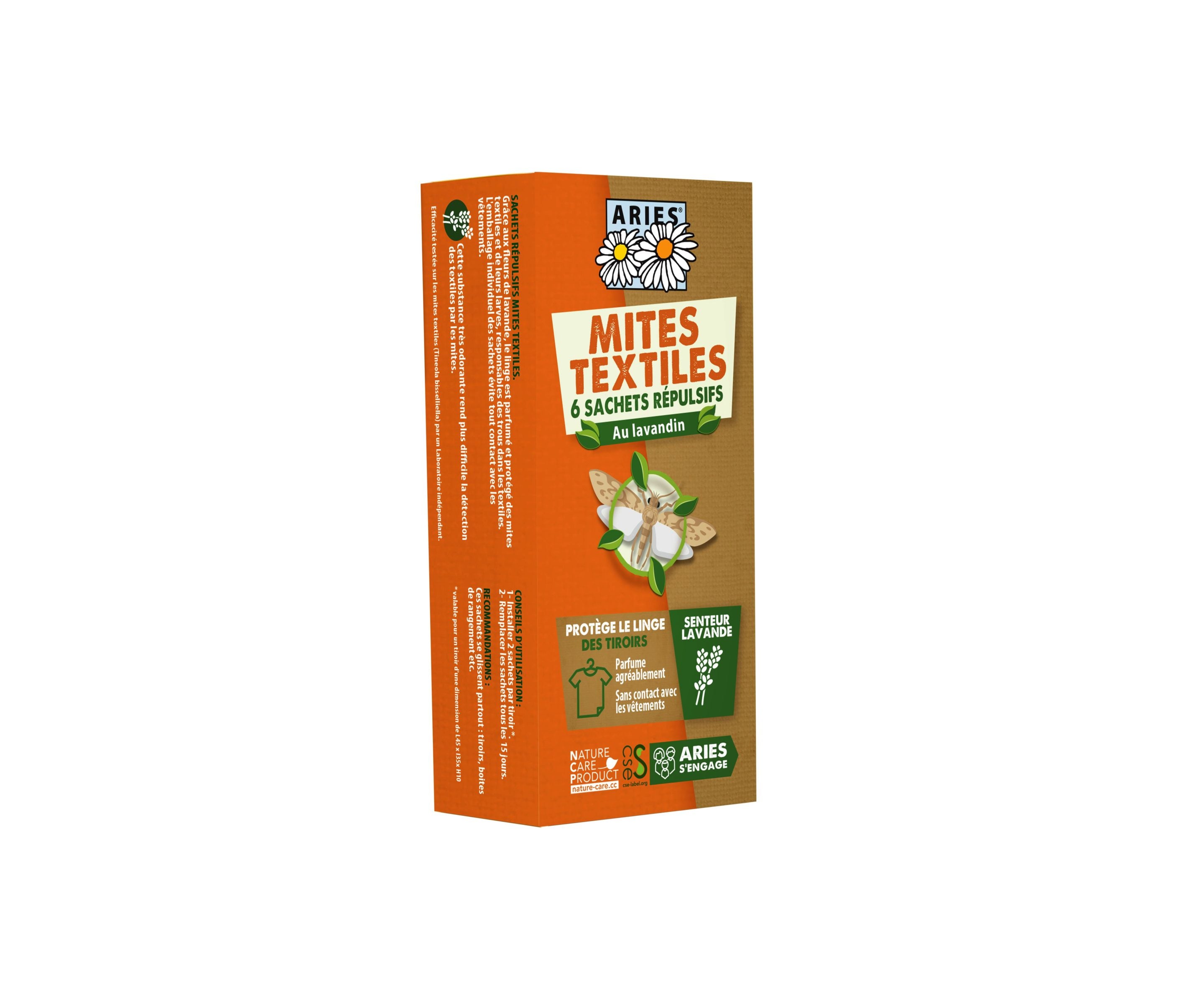 ARIES Sachets protection des tiroirs Mites textiles 6 unités | BLEUVERT