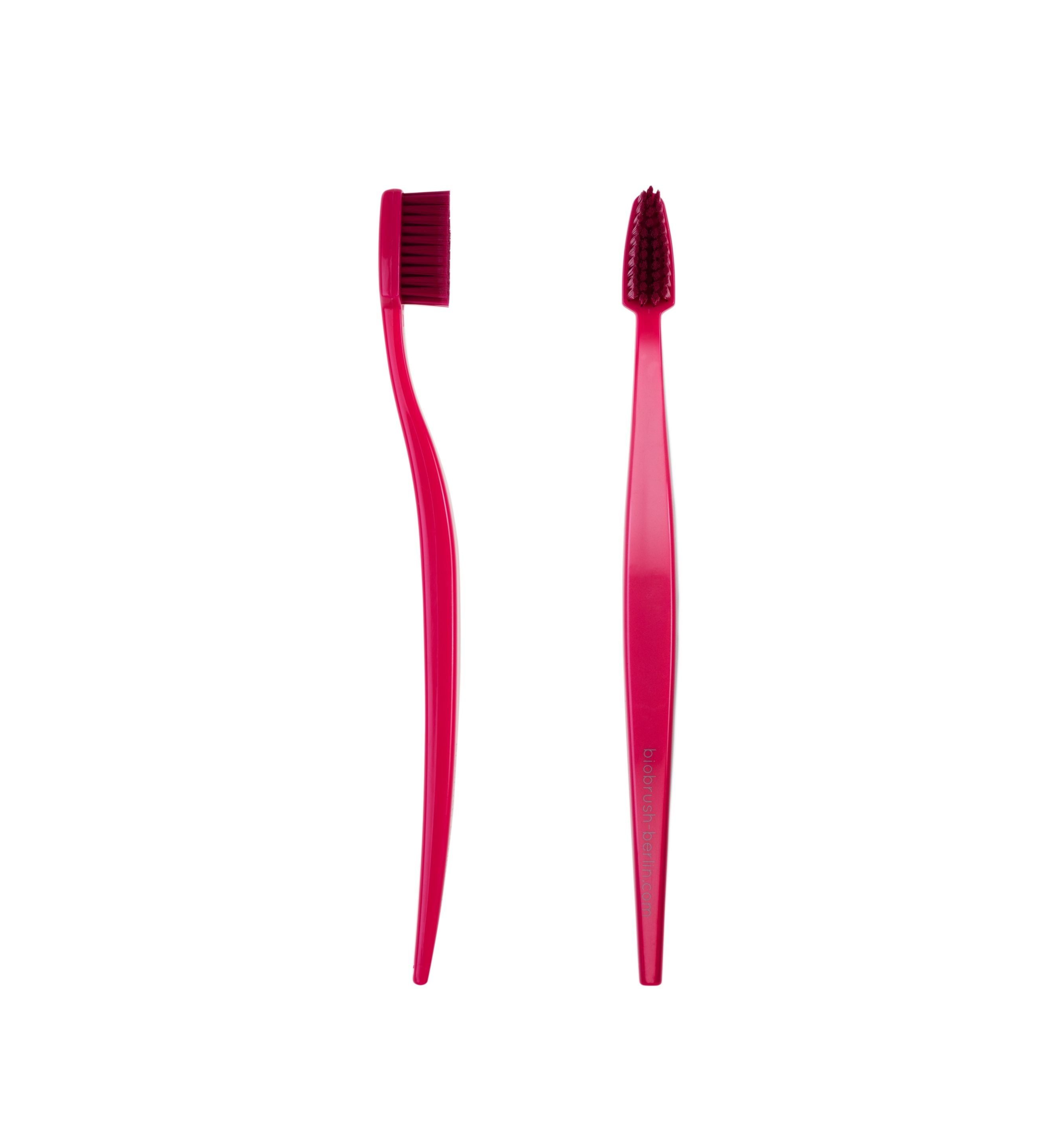 BIOBRUSH Brosse à dents medium souple adulte rose | BLEUVERT