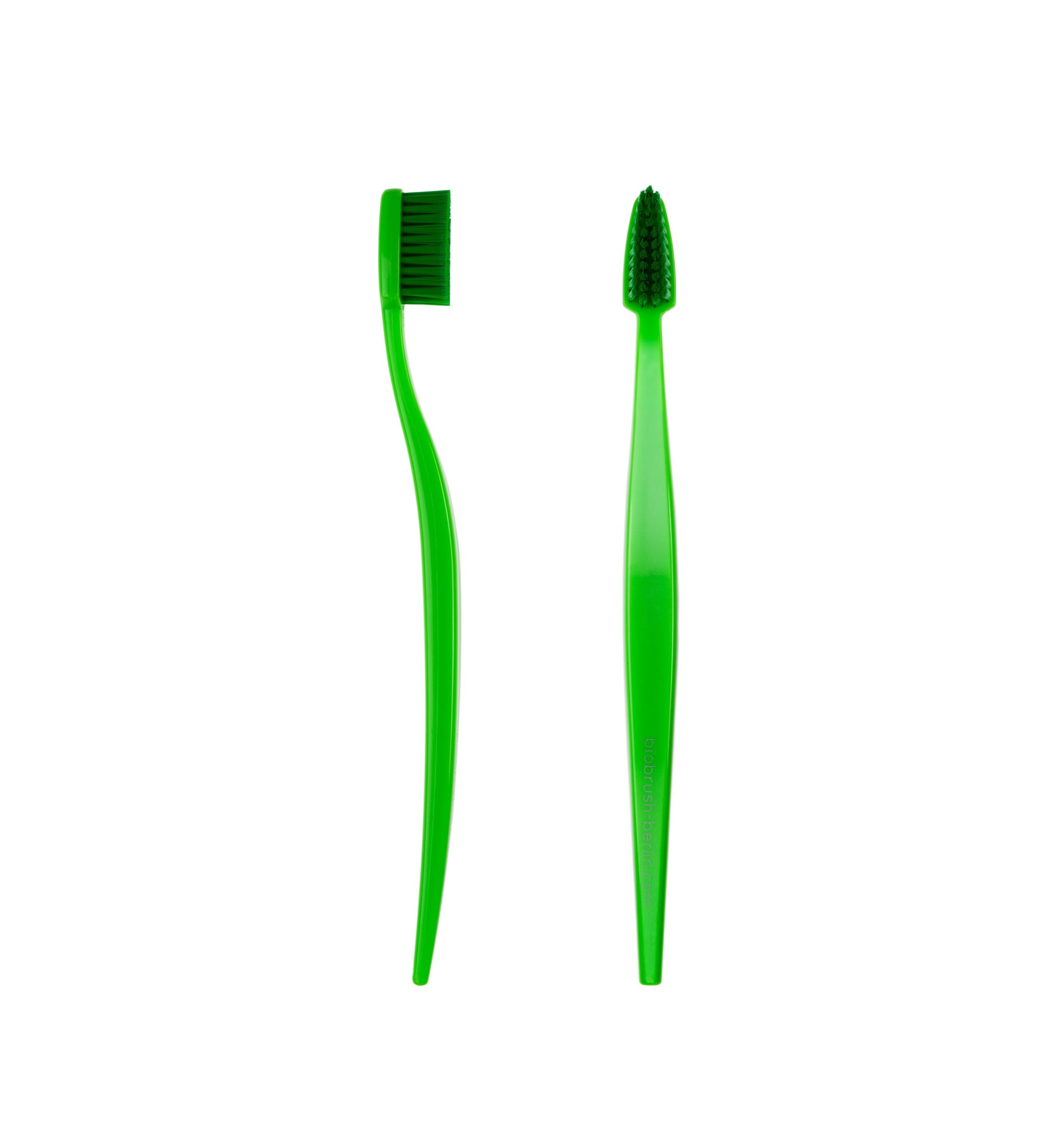 BIOBRUSH Brosse à dents medium souple adulte verte | BLEUVERT