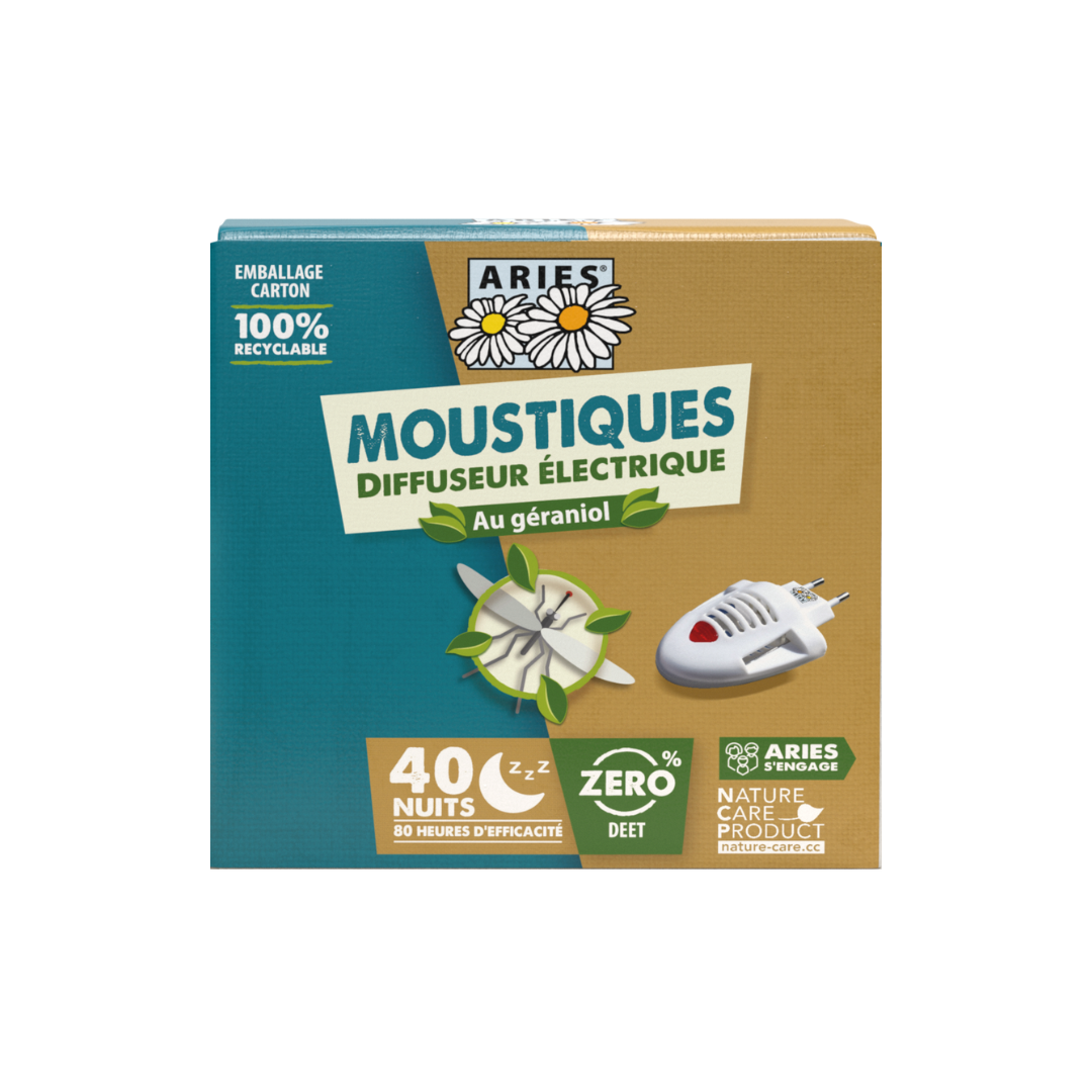 ARIES Diffuseur électrique Moustiques +  10 plaquettes + 10 ml