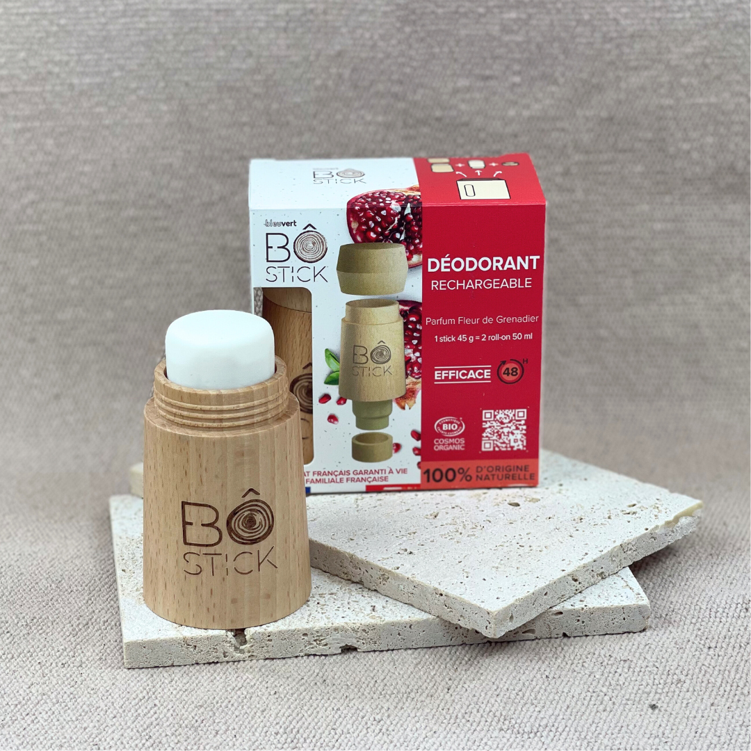 BÔ Nouvelle formule - Duo applicateur en bois et déodorant solide fleur de grenadier