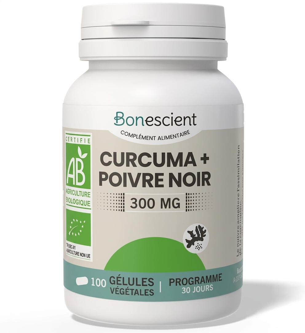 BONESCIENT - Curcuma et Poivre Noir 300 mg (100 gélules)