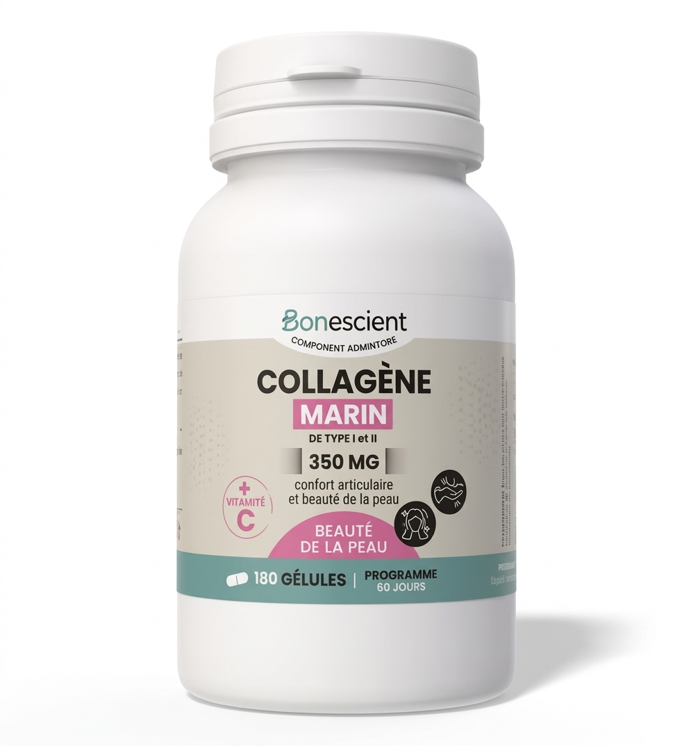 BONESCIENT - Collagène marin + Vitamine C 350 mg (180 gélules)