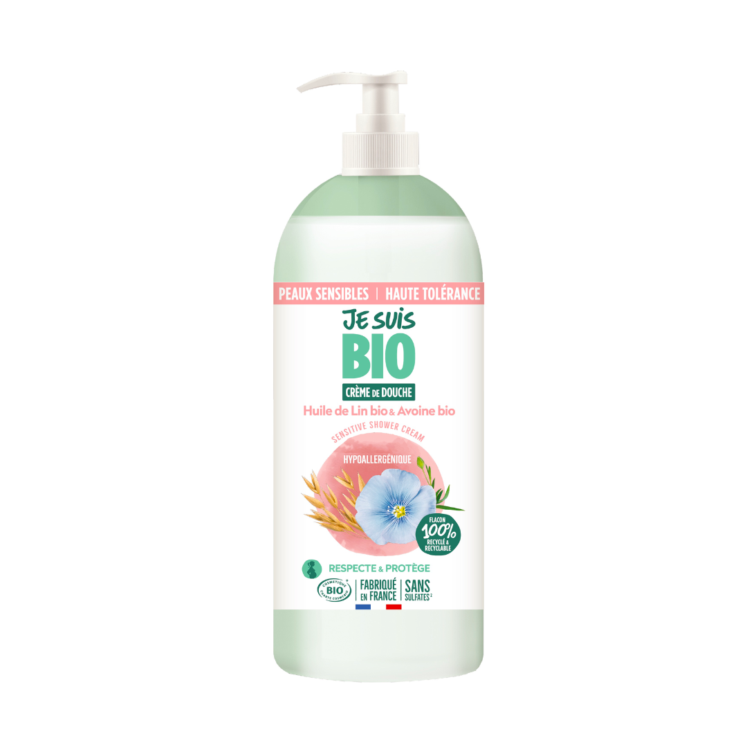 JE SUIS BIO Crème de douche avoine lin peau sensible 1L