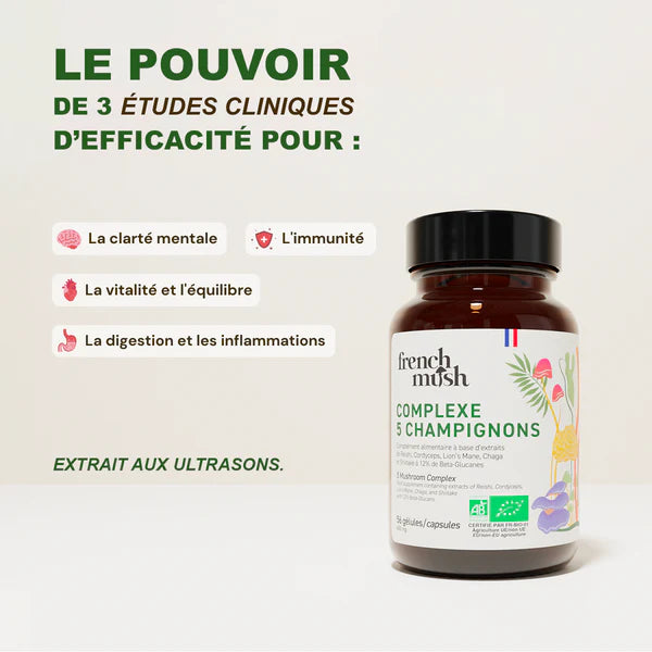 FRENCH MUSH - Gélules Complexe 5 Champignons (56 gélules)