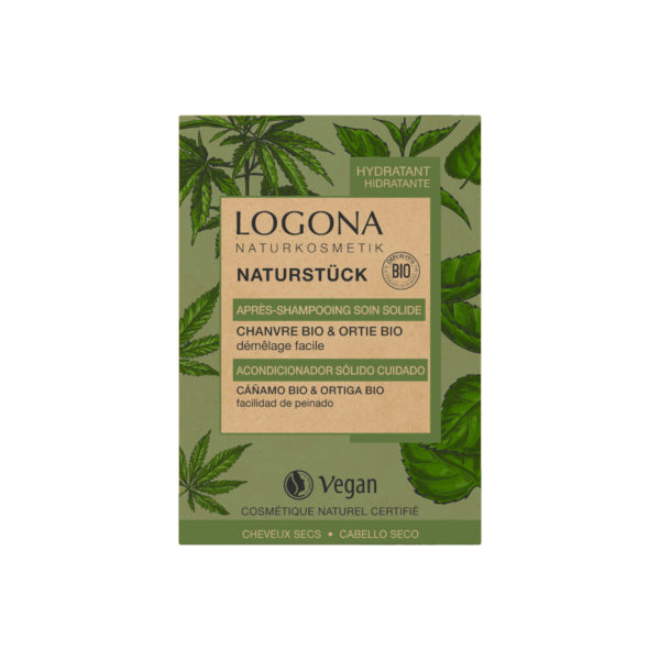 LOGONA Après-shampooing soin solide chanvre ortie 60g