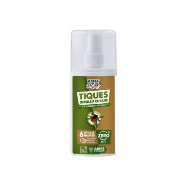 ARIES Spray répulsif cutané Tiques efficacité 6 heures 100 ml | BLEUVERT