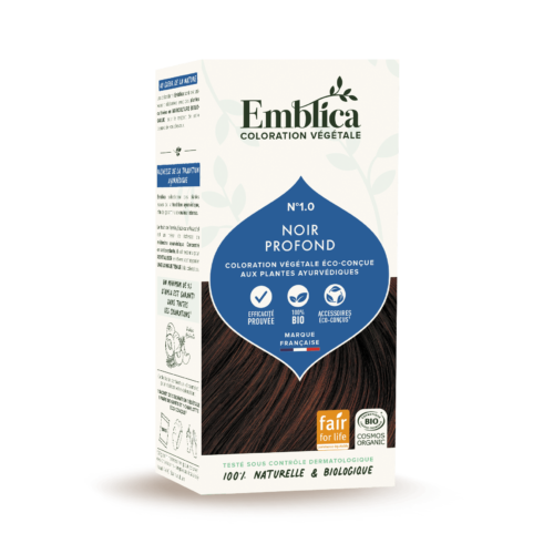 EMBLICA Coloration végétale 1.0 noir profond 100g | BLEUVERT